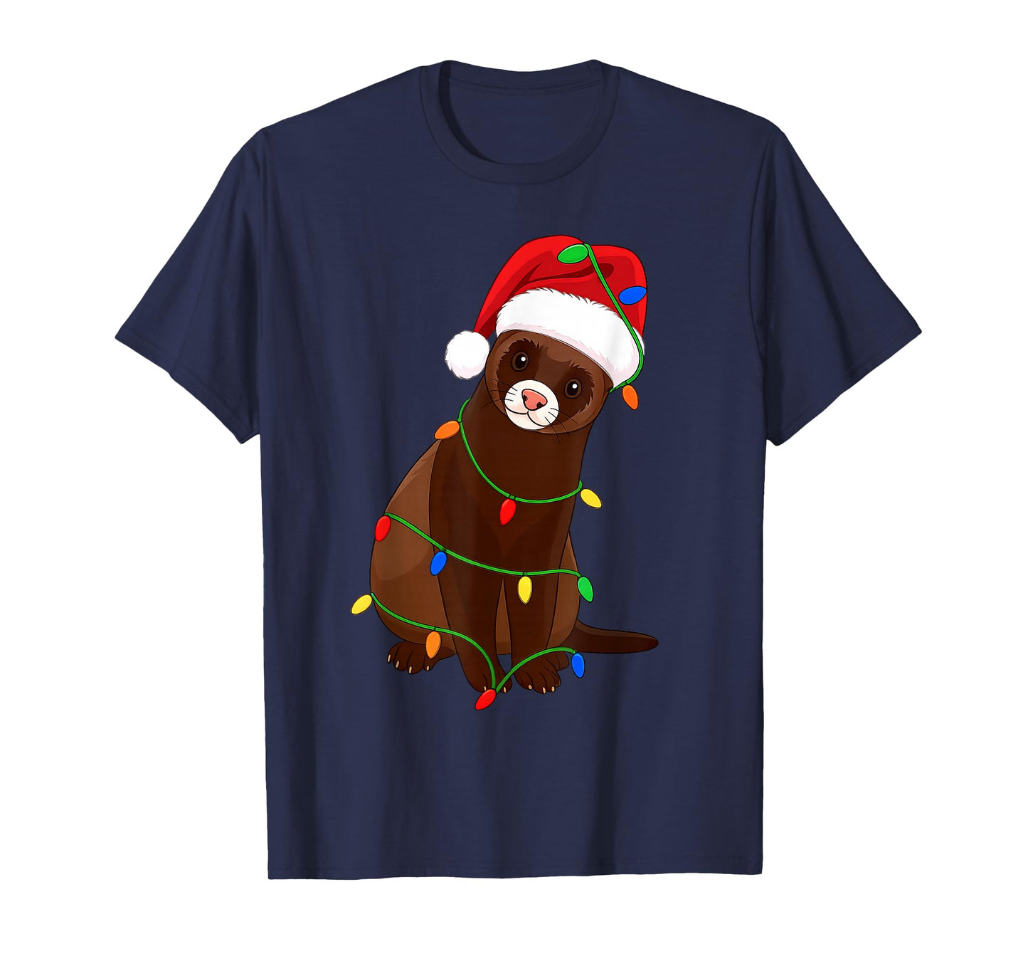 Ferret Christmas Tree Lights Holiday Pet Lover T-Shirt