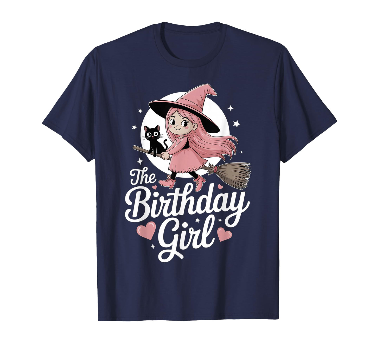 Pink Halloween Birthday Girl Witch Cat October Kids Cute T-Shirt