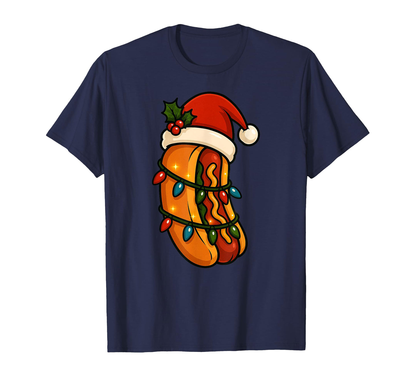 Hotdog Sandwich Merry Christmas Santa Hat Xmas Boys Girls T-Shirt