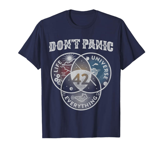 Venn Diagram Don't Panic Life The Universe And Everything 42 T-Shirt