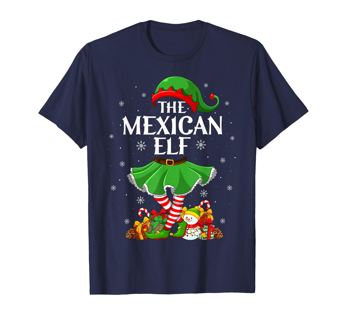 Mexican Elf Christmas Family Elf Squad Xmas Girls Women T-Shirt