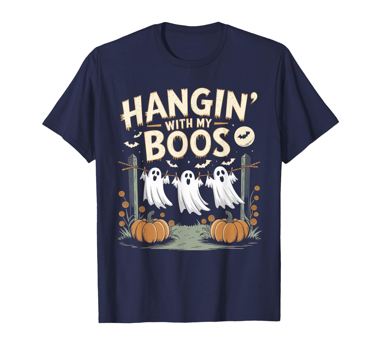 Hangin' with My Boos Tshirt Halloween Ghost Scary Witch Men T-Shirt