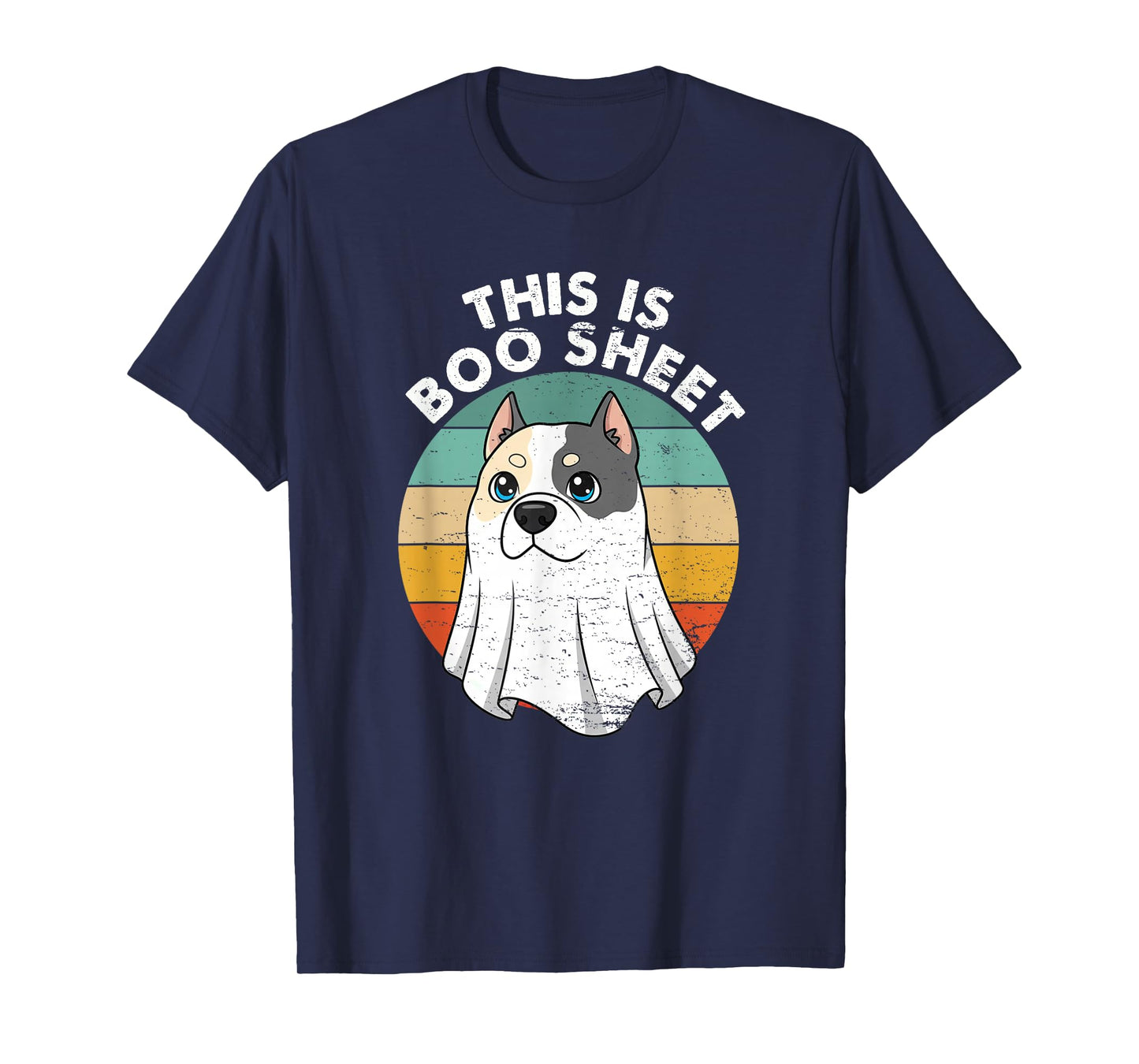 This is Boo Sheet Pitbull Dog Retro Halloween Funny Dog T-Shirt