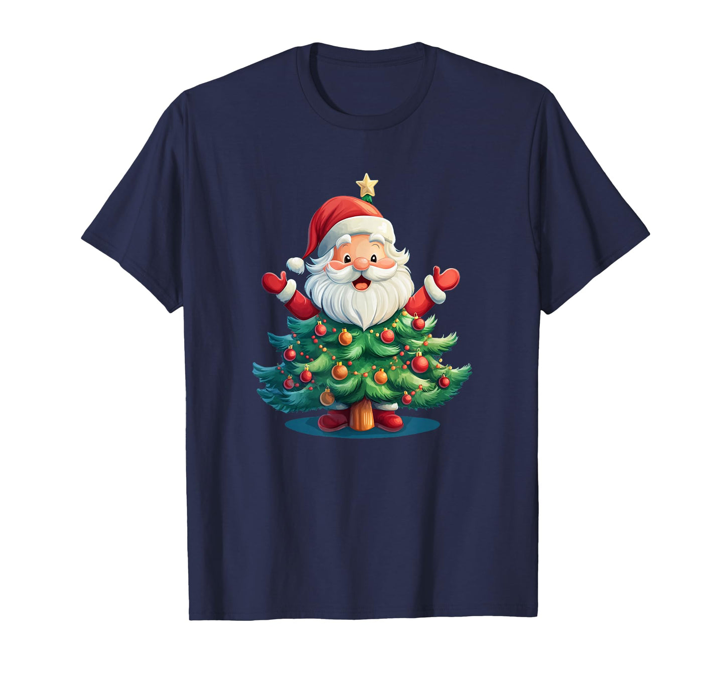 Christmas Tree and Santa Claus Brings Holiday Smiles T-Shirt