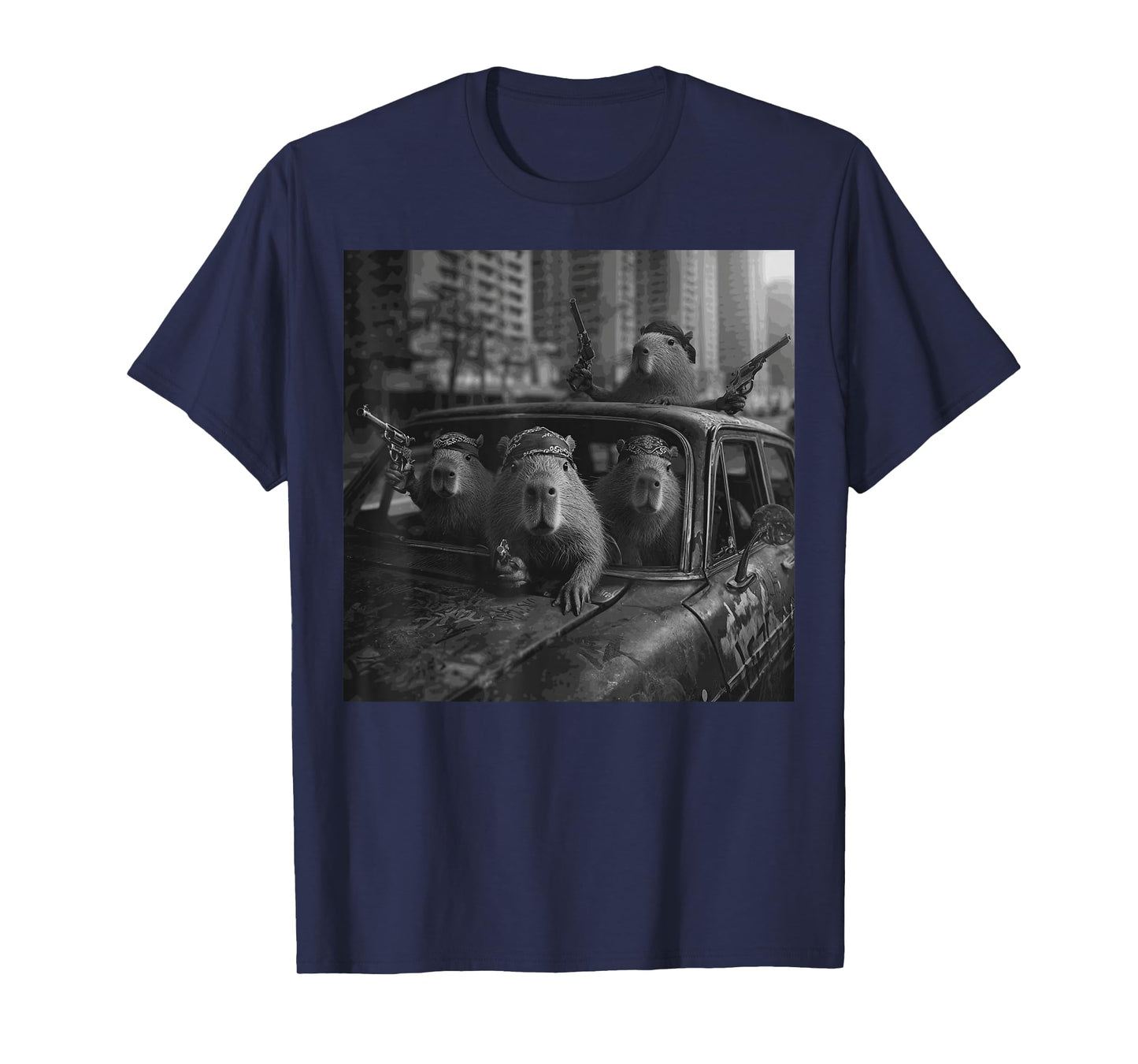 Funny Graphic Capybara Gangster Adult Funny T-Shirt