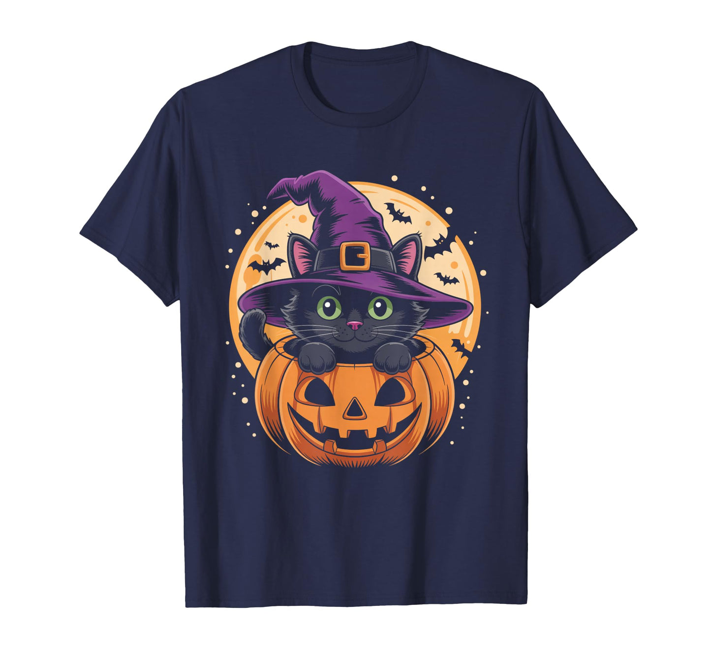 Cat Halloween Pumpkin Black Cat Scarry Spooky Gifts Kids T-Shirt