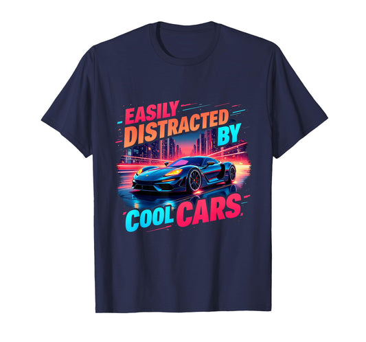 Cool Cars Mens Boys Vintage Easily Distracted By Muscle Car T-Shirt