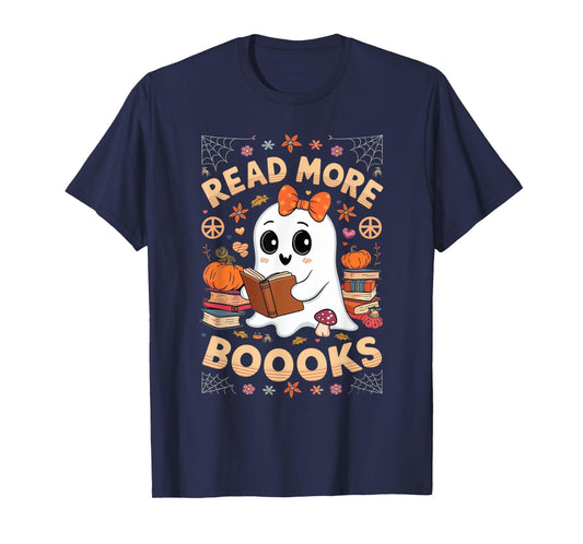 Read More Books Boo Ghost Halloween Reading Books Teacher T-Shirt