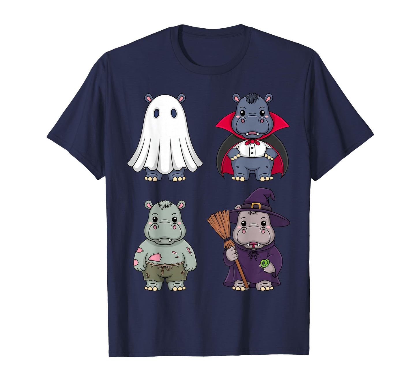 Hippo Costumes for Kids Halloween Fun Zombie Witch Ghost T-Shirt