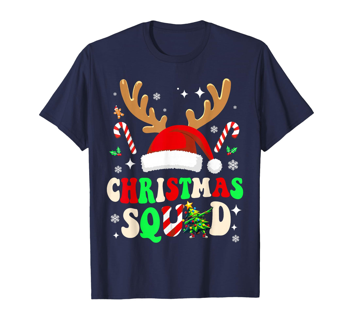 Christmas Squad Groovy Funny Matching Family Outfit Holiday T-Shirt