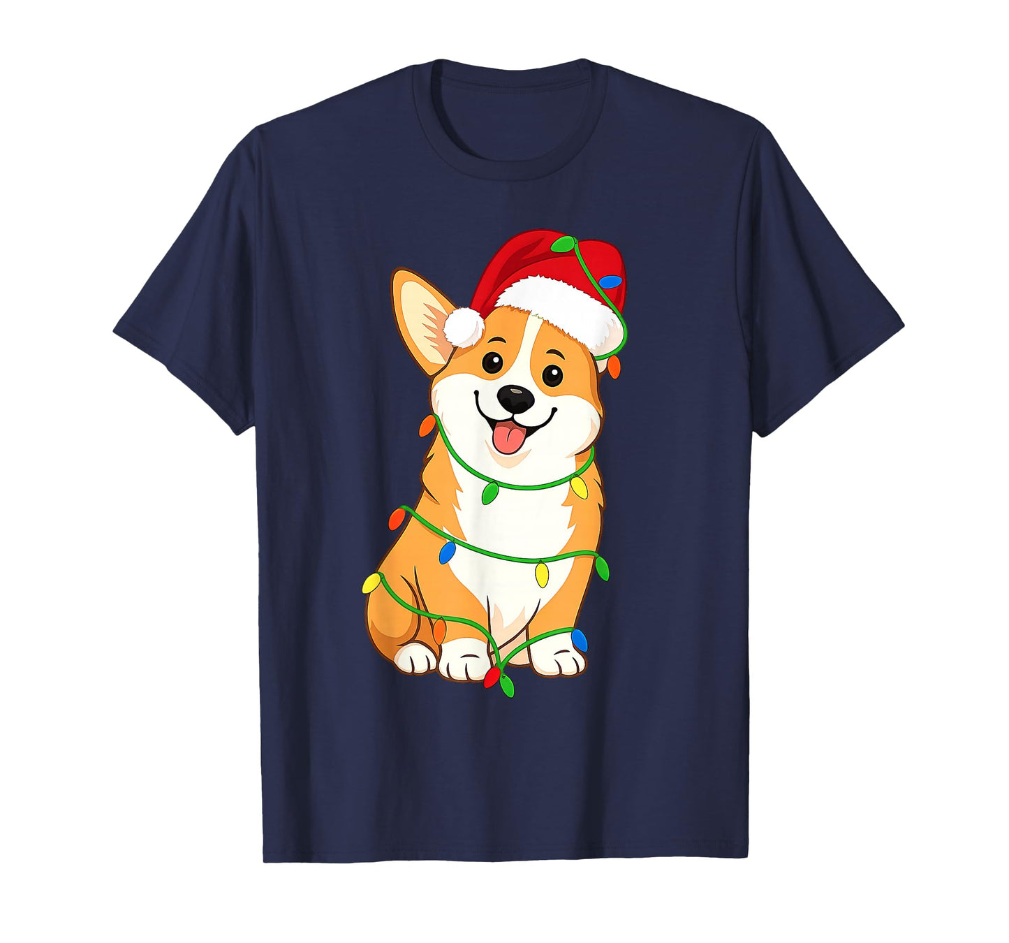Corgi Christmas Tree Lights Holiday Dog Lover T-Shirt