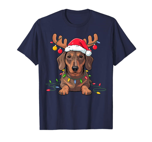 Dachshund Wiener Dog Christmas Xmas Women Men Kids T-Shirt