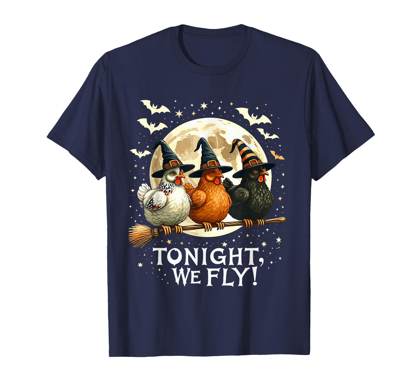 Tonight We Fly Funny Witchy Chickens Spooky Farm Halloween T-Shirt