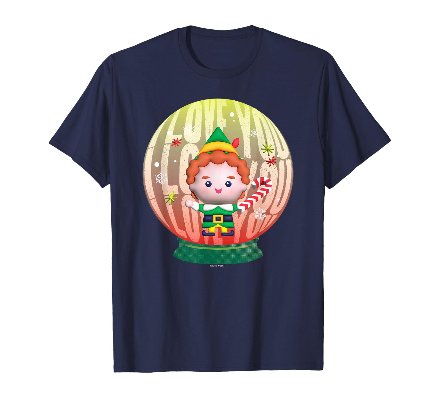 Elf Christmas Cute Little Buddy in A Snow Globe Portrait T-Shirt