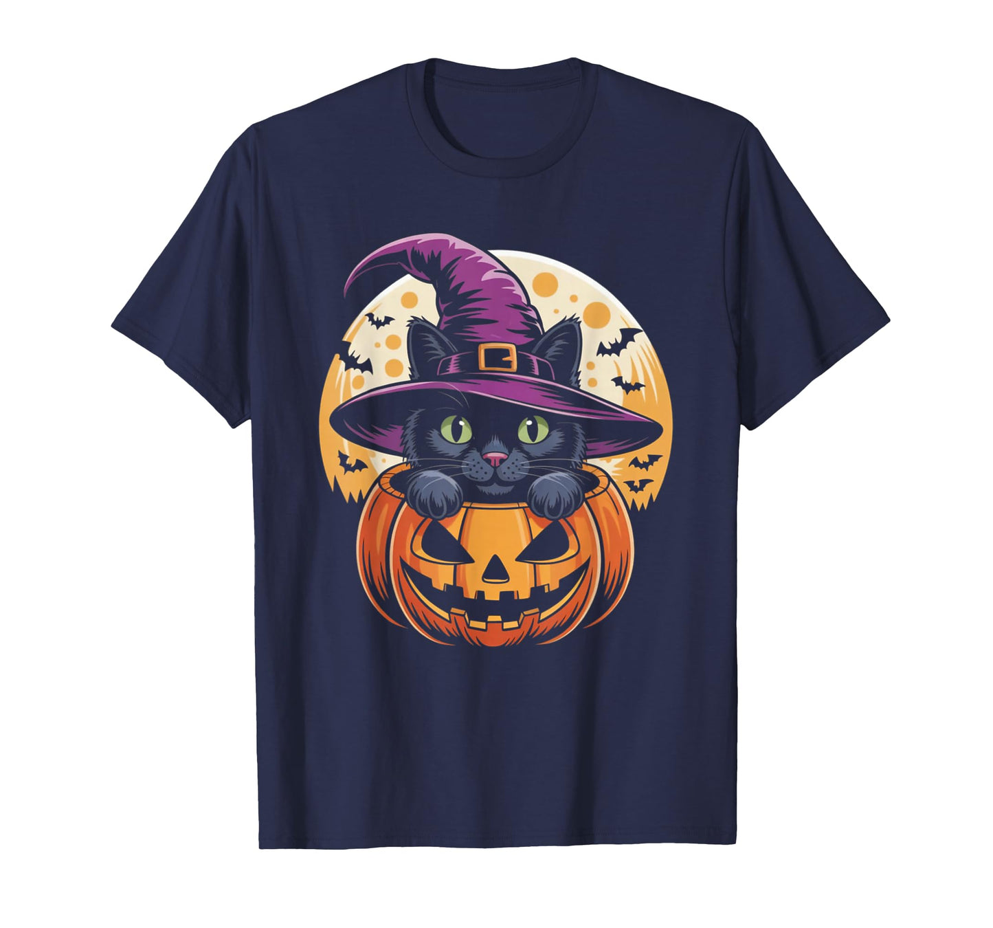 Cat Halloween Pumpkin Black Cat Scarry Spooky Gifts Kids T-Shirt