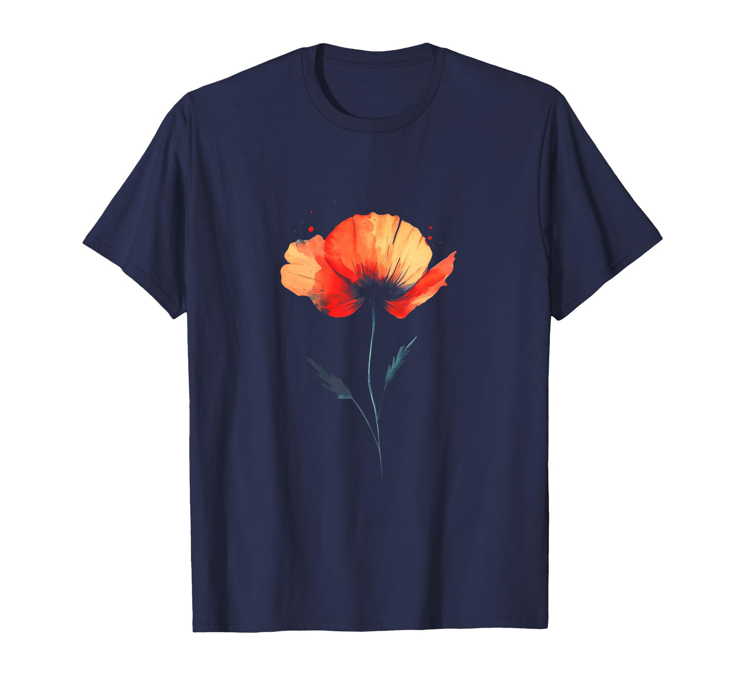 Poppy Flower August Birth Flower Poppies Floral Birthday T-Shirt