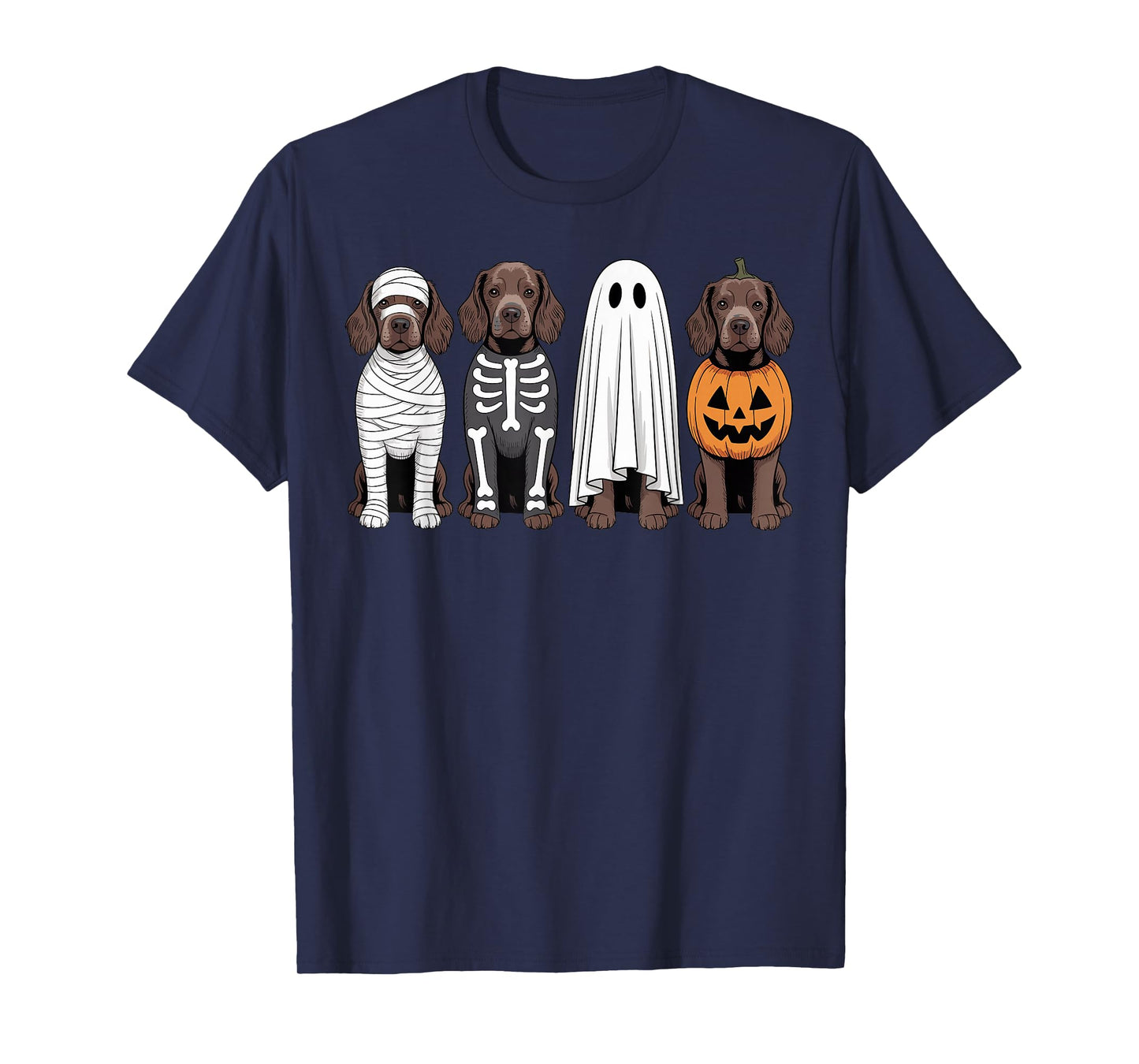 Spooky Ghost Boykin Spaniel Pumpkin Halloween Dog Skeleton T-Shirt
