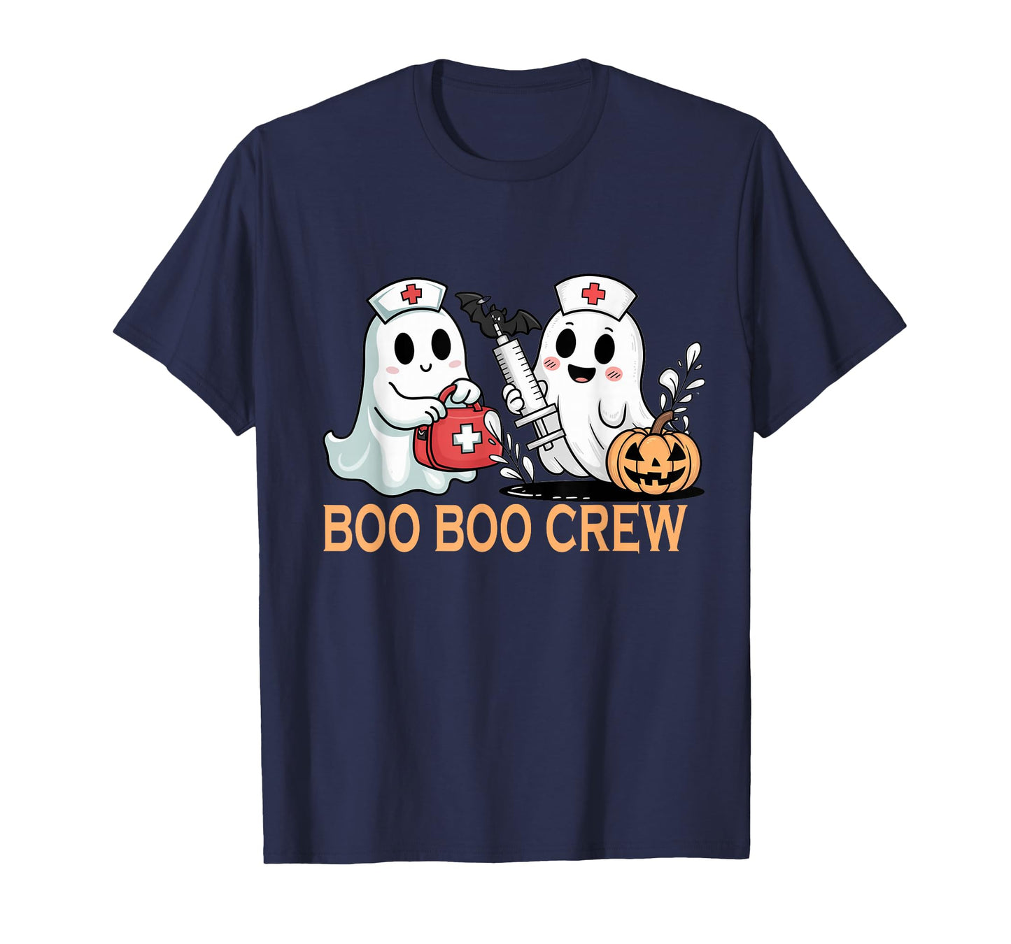 Ghost Boo Boo Crew Nurse Halloween Women Spooky Nurse Funny T-Shirt