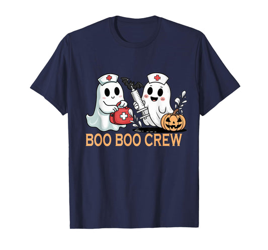 Ghost Boo Boo Crew Nurse Halloween Women Spooky Nurse Funny T-Shirt