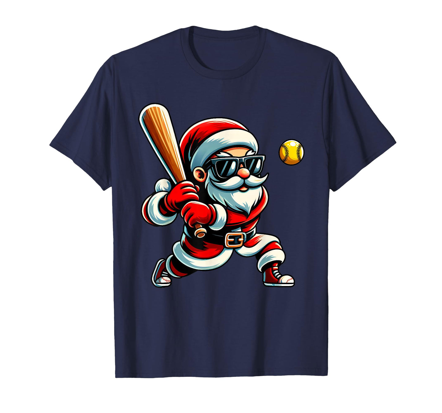 Christmas Santa Claus Play A Softball Funny Boys Kids Xmas T-Shirt