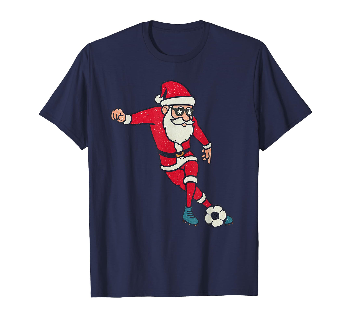 Santa Playing Soccer Christmas Vintage Funny Xmas Holiday T-Shirt