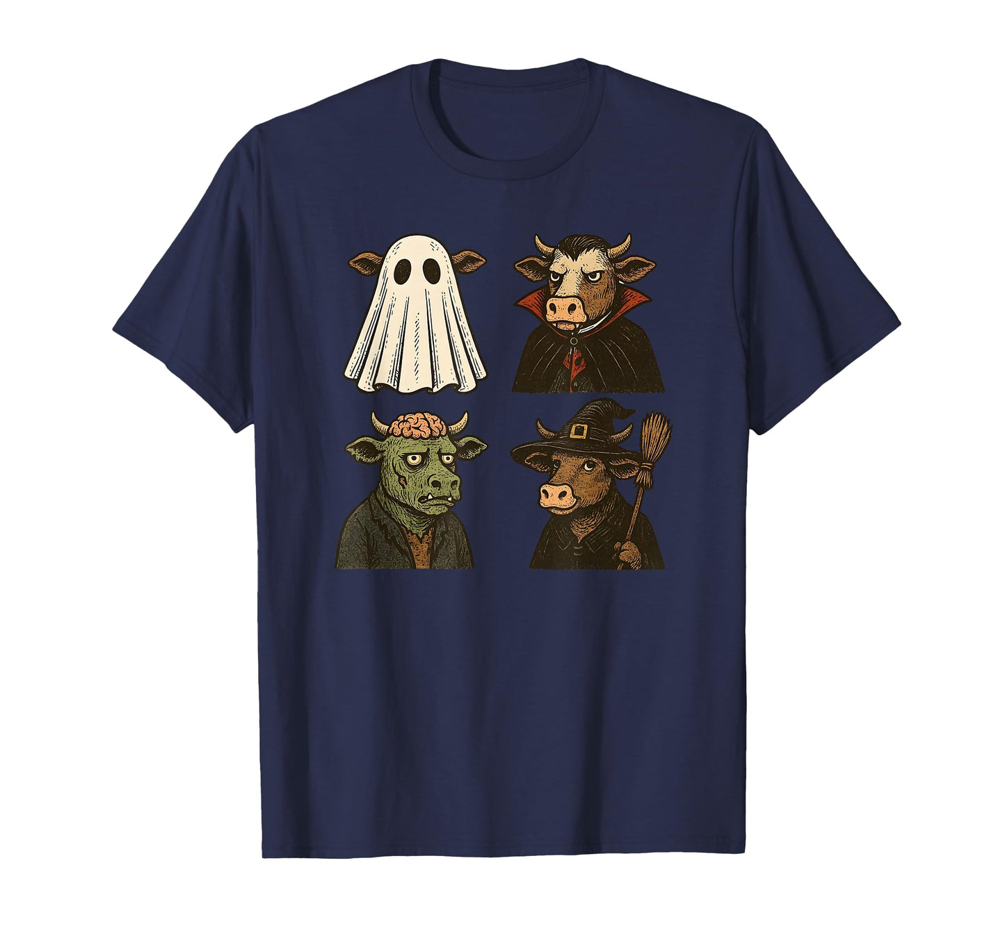 Cow Spooky Witch Boo Zombie Cute Cow Halloween Boys Girls T-Shirt