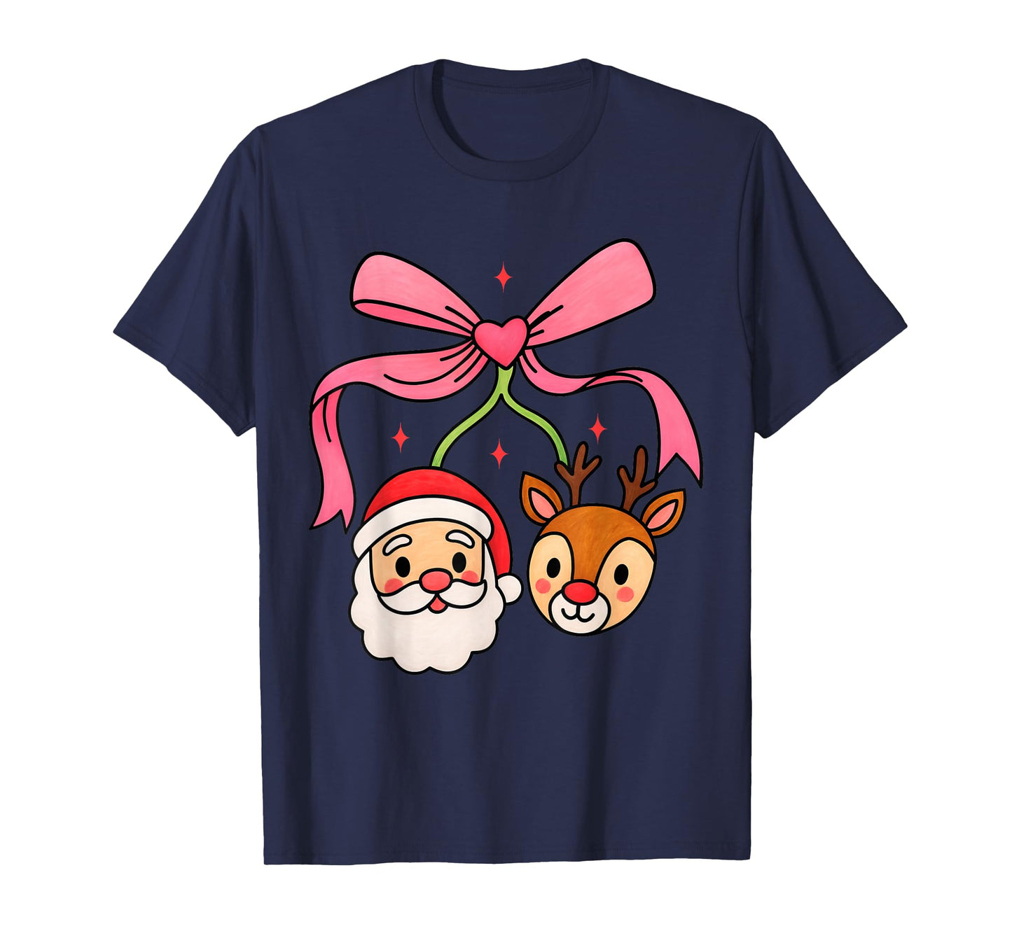Cute Christmas Girls Women Bow Cherry Holiday Santa Reindeer T-Shirt