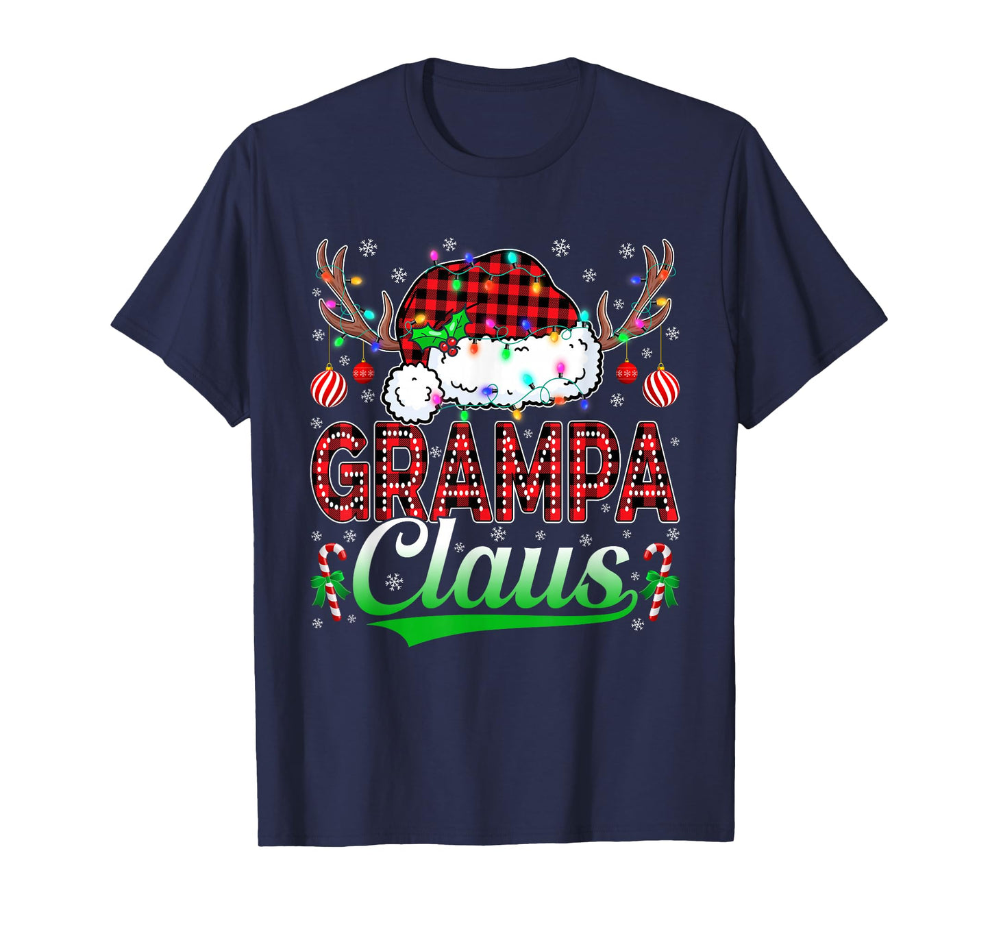 Grampa Claus Christmas Lights Matching Family Xmas Pajama T-Shirt