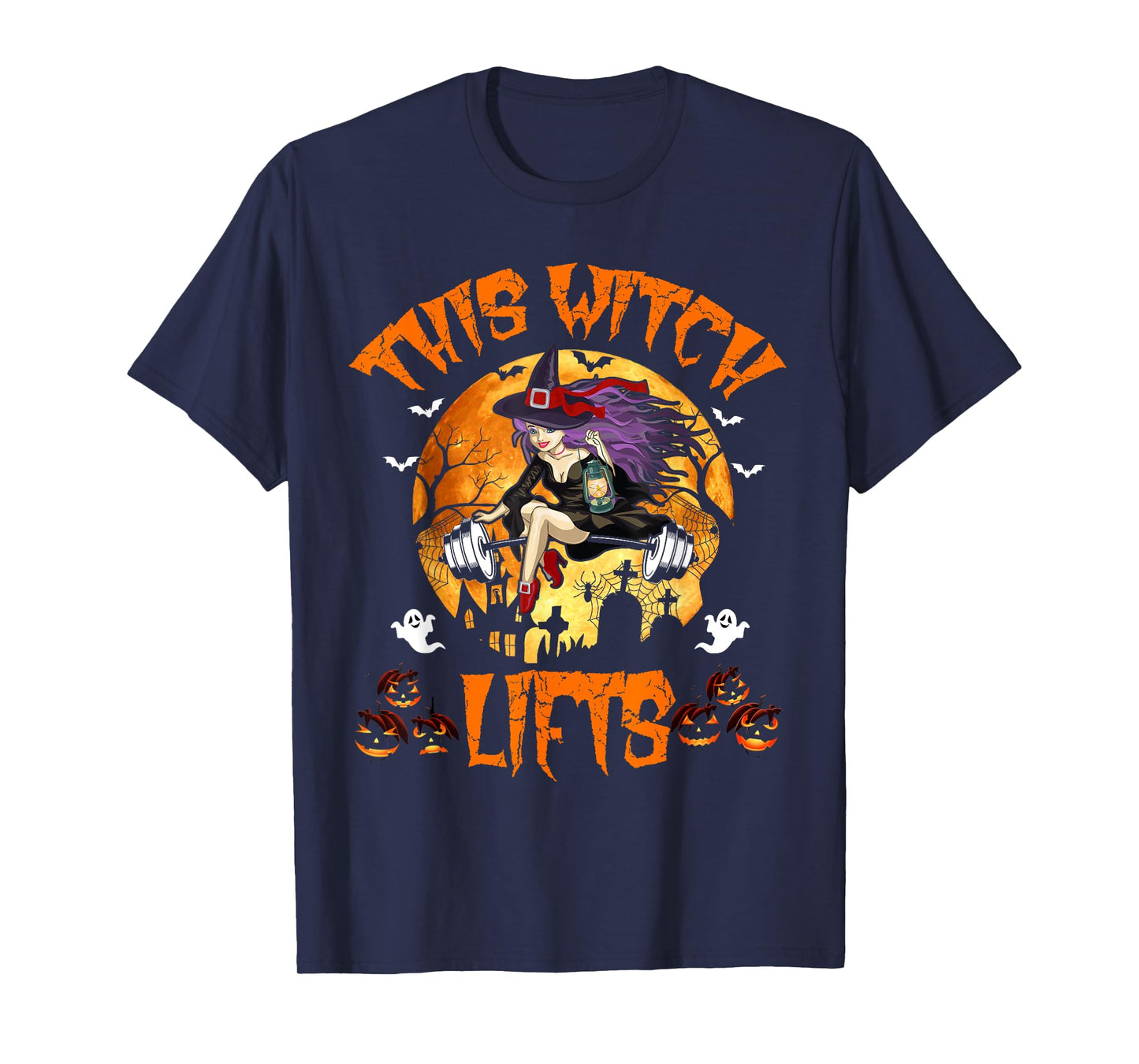 This Witch Lifts Barbell Fitness Gym Workout Witch Halloween T-Shirt