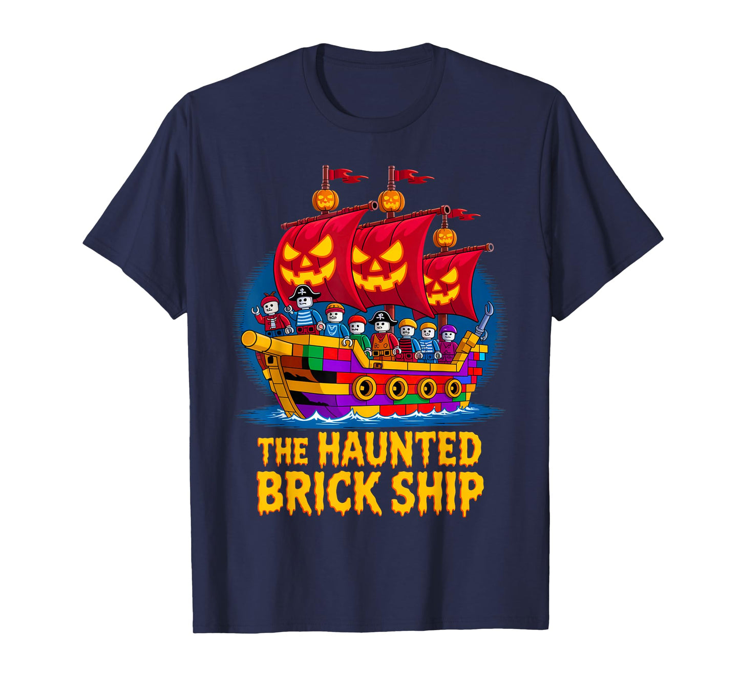 Halloween Bricks Pirate Skeleton Builder Blocks Building Toy T-Shirt