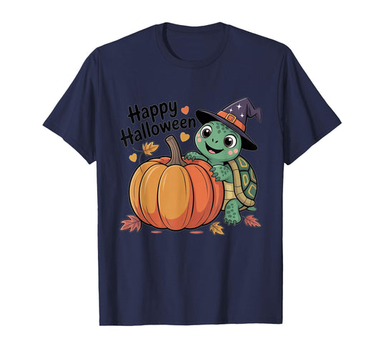 Cute Turtle Halloween with a Funny Witch hat Pumkin Costume T-Shirt