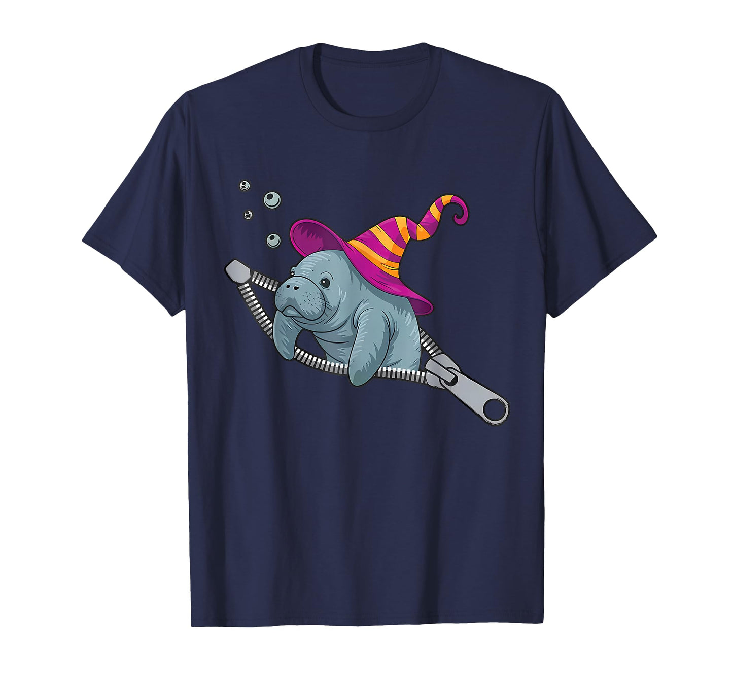 Manatee Emerging from A Zipper Cute Manatee Halloween Wizard T-Shirt
