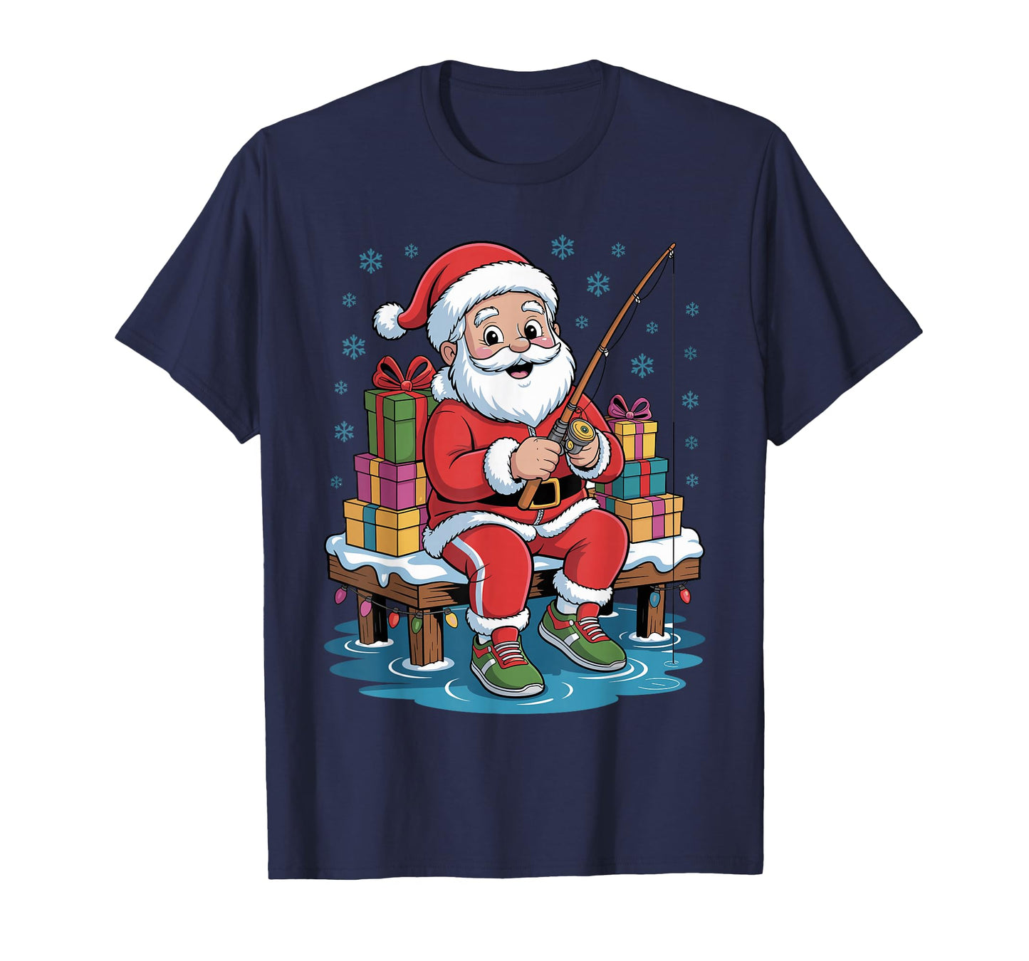 Funny Fisherman Santa Fishing Lovers Christmas Xmas Pajama T-Shirt