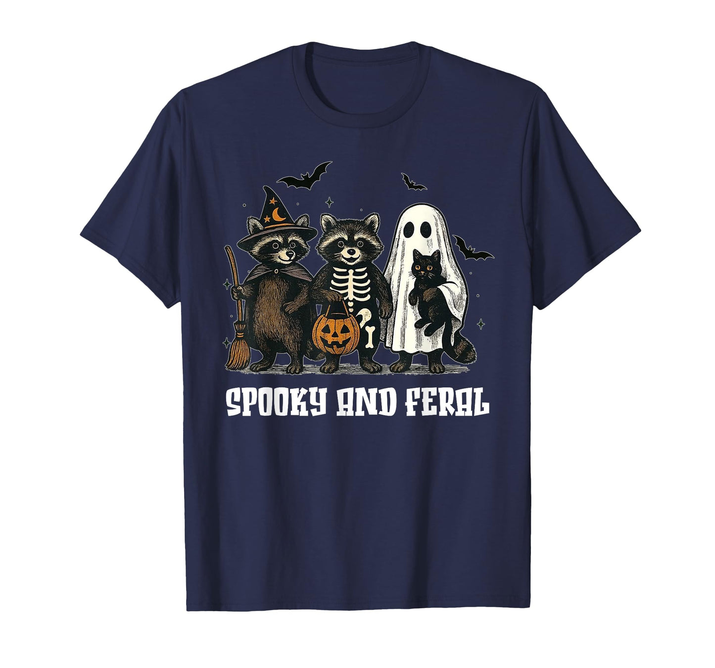 Halloween Raccoon Spooky and Feral Ghost Raccoon Spooky T-Shirt