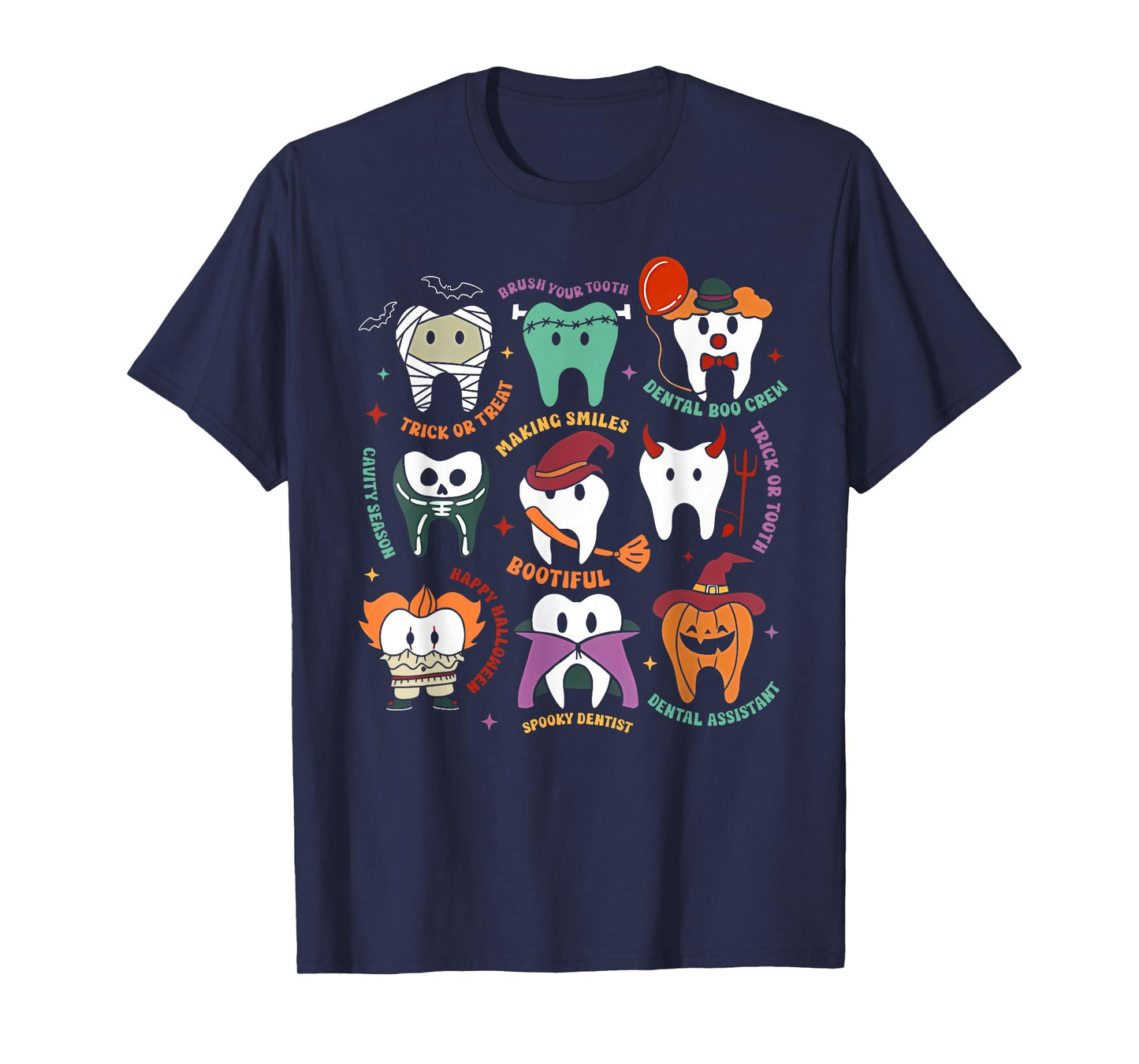 Funny Halloween Teeth Spooky Season Dentist Women Men Kids T-Shirt