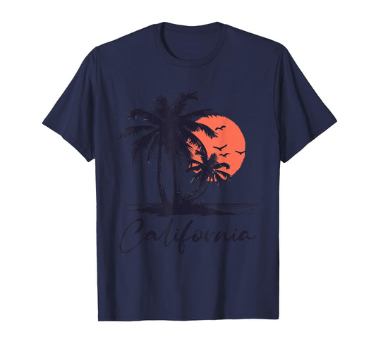 Cali Summer Vacation CA Palm Trees USA Retro California Men T-Shirt