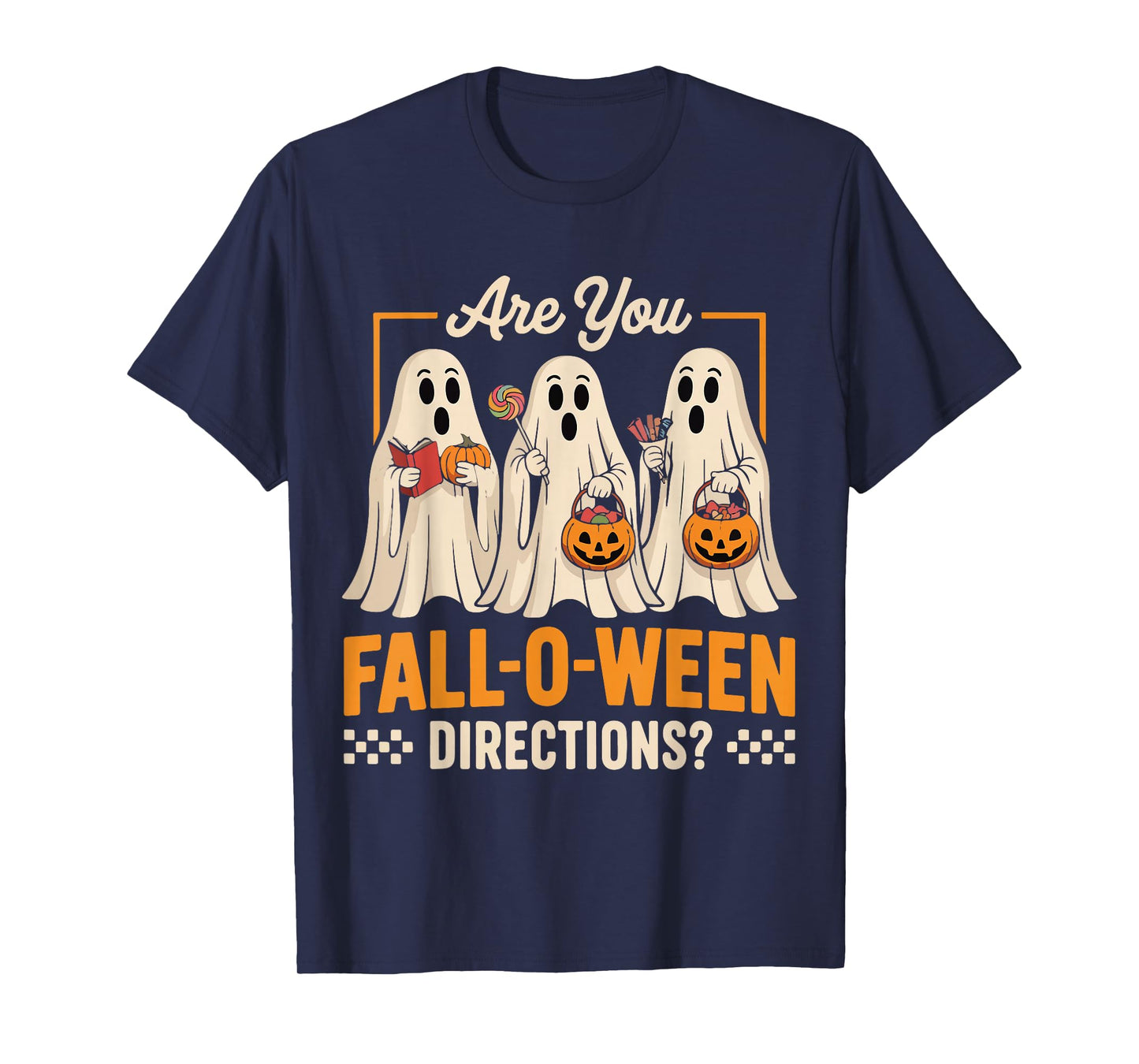 are You Fall O Ween Directions Halloween Teacher Ghost Retro T-Shirt