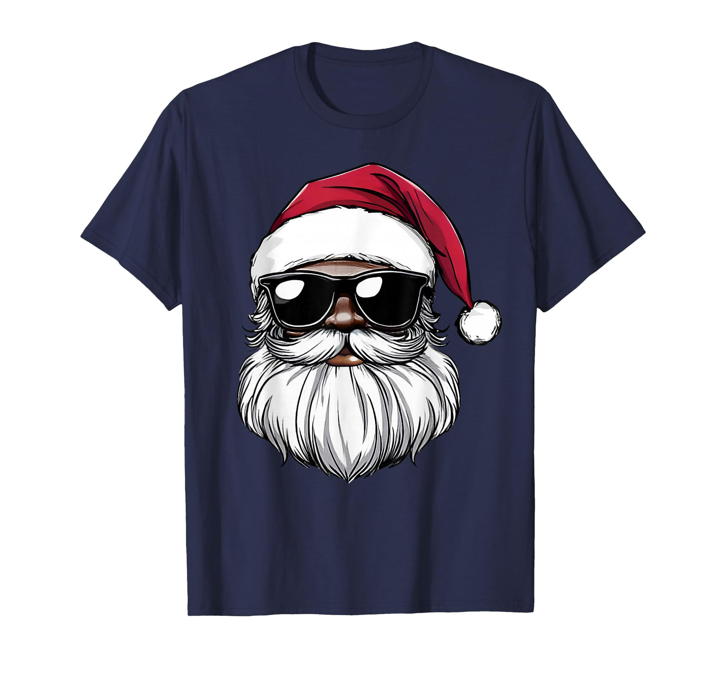 Santa Sunglasses Black Man Christmas Xmas Pajamas Holiday T-Shirt