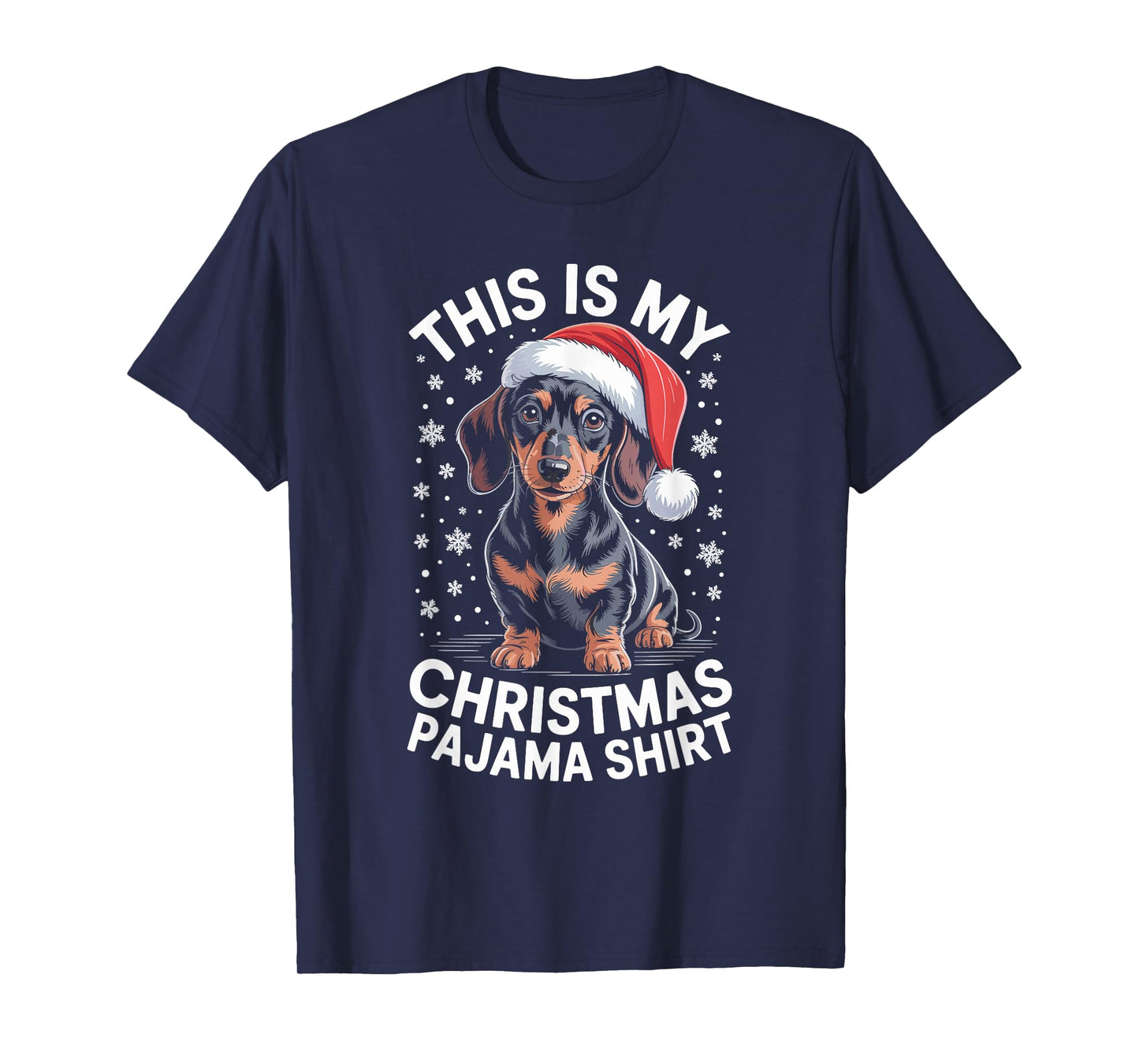 Funny Dachshund Santa Hat Christmas Dog Lover Xmas T-Shirt