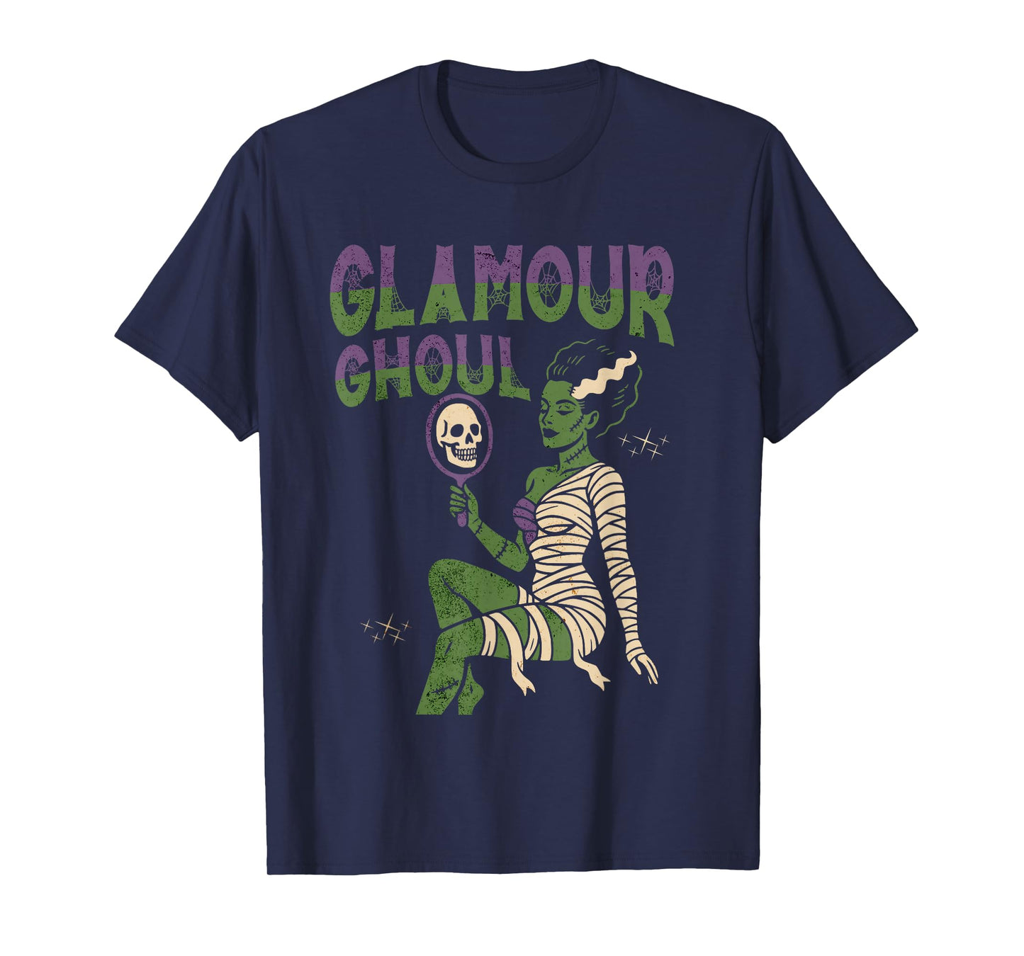 Glamour Ghoul Womens Halloween Bride Frankenstein Vintage T-Shirt