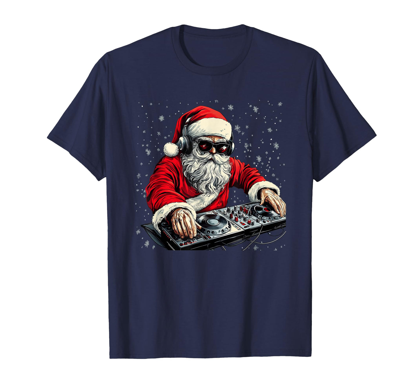 Funny Santa Claus Mixing Holiday Tunes for Christmas T-Shirt