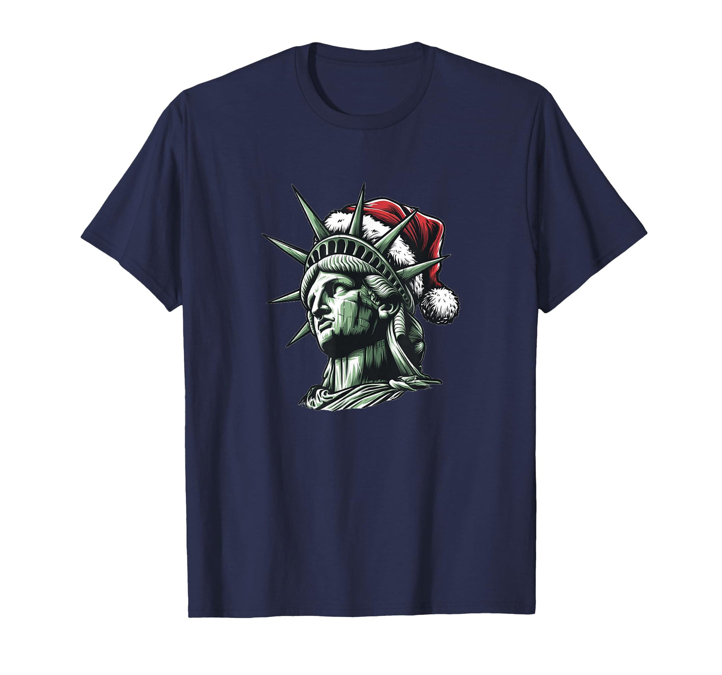 Xmas Liberty with Patriotic Santa Claus Hat Costume T-Shirt