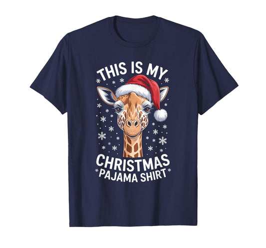 Giraffe Christmas Santa Hat Pajama Funny Giraffe Xmas T-Shirt