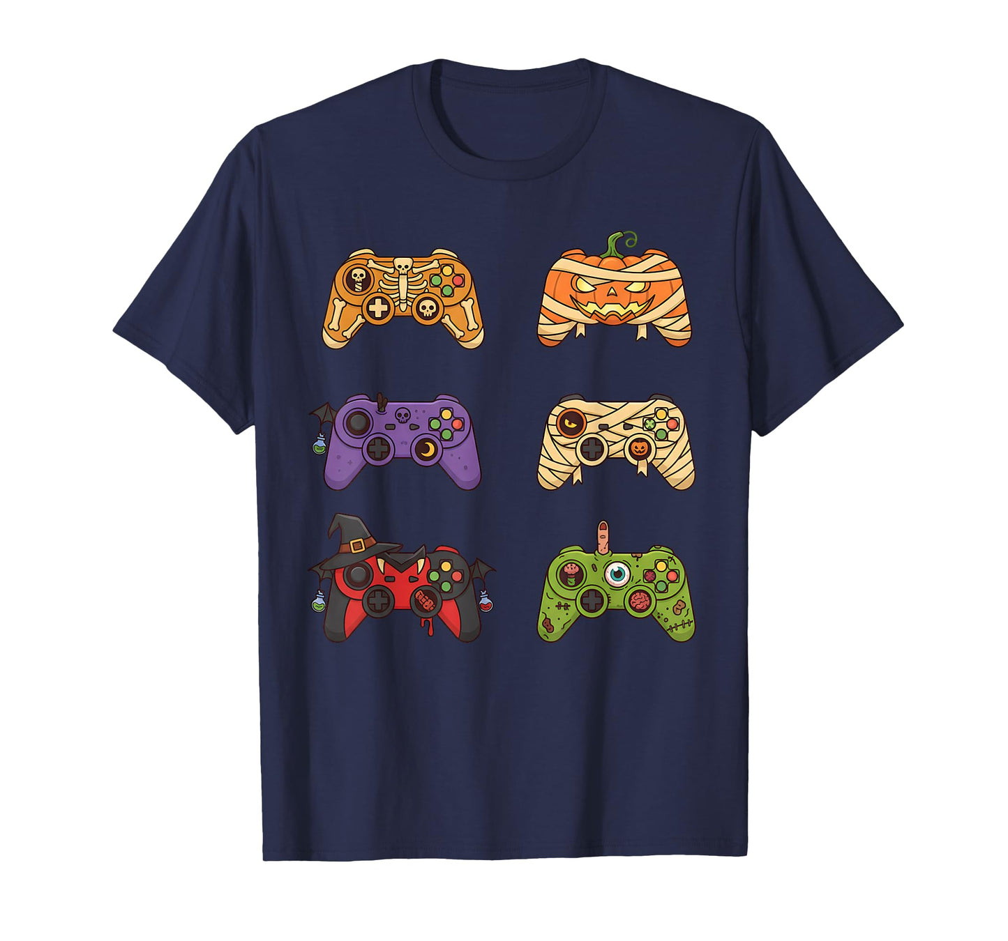 Halloween Skeleton Zombie Gaming Controllers Mummy Boys Kids T-Shirt