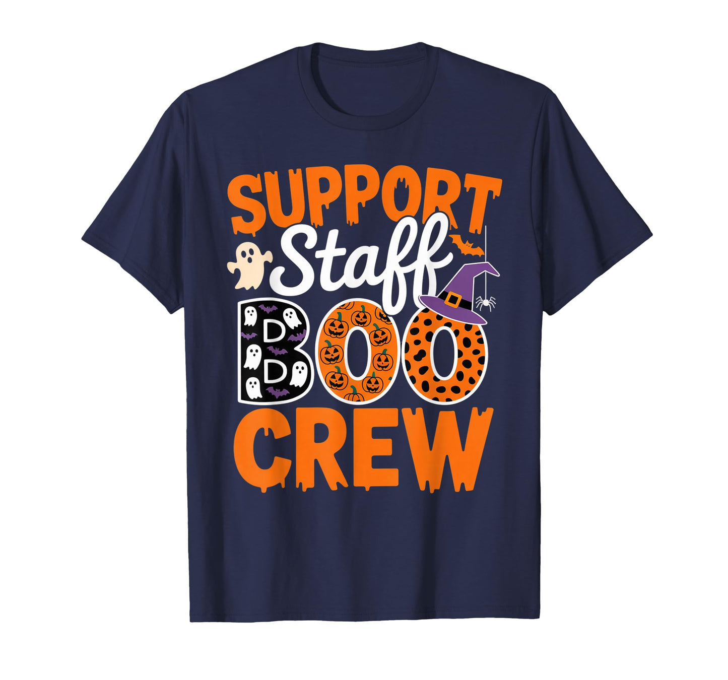 Support Staff Boo Crew Halloween Matching Spooky Outfit T-Shirt