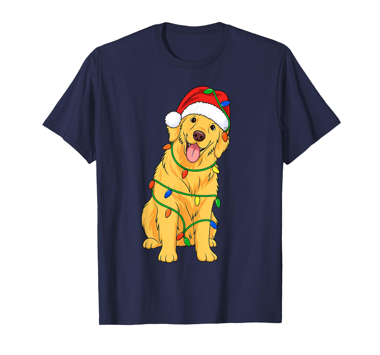 Golden Retriever Christmas Tree Lights Holiday Dog Lover T-Shirt
