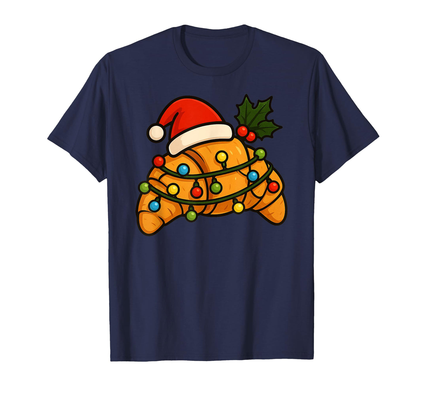 Croissant Merry Xmas Santa Hat Christmas Boys Girls Kids T-Shirt