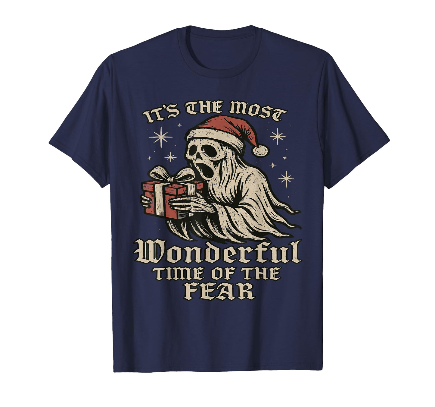 Goth Christmas Fear Gothic Academia Halloween Skeleton Gost T-Shirt