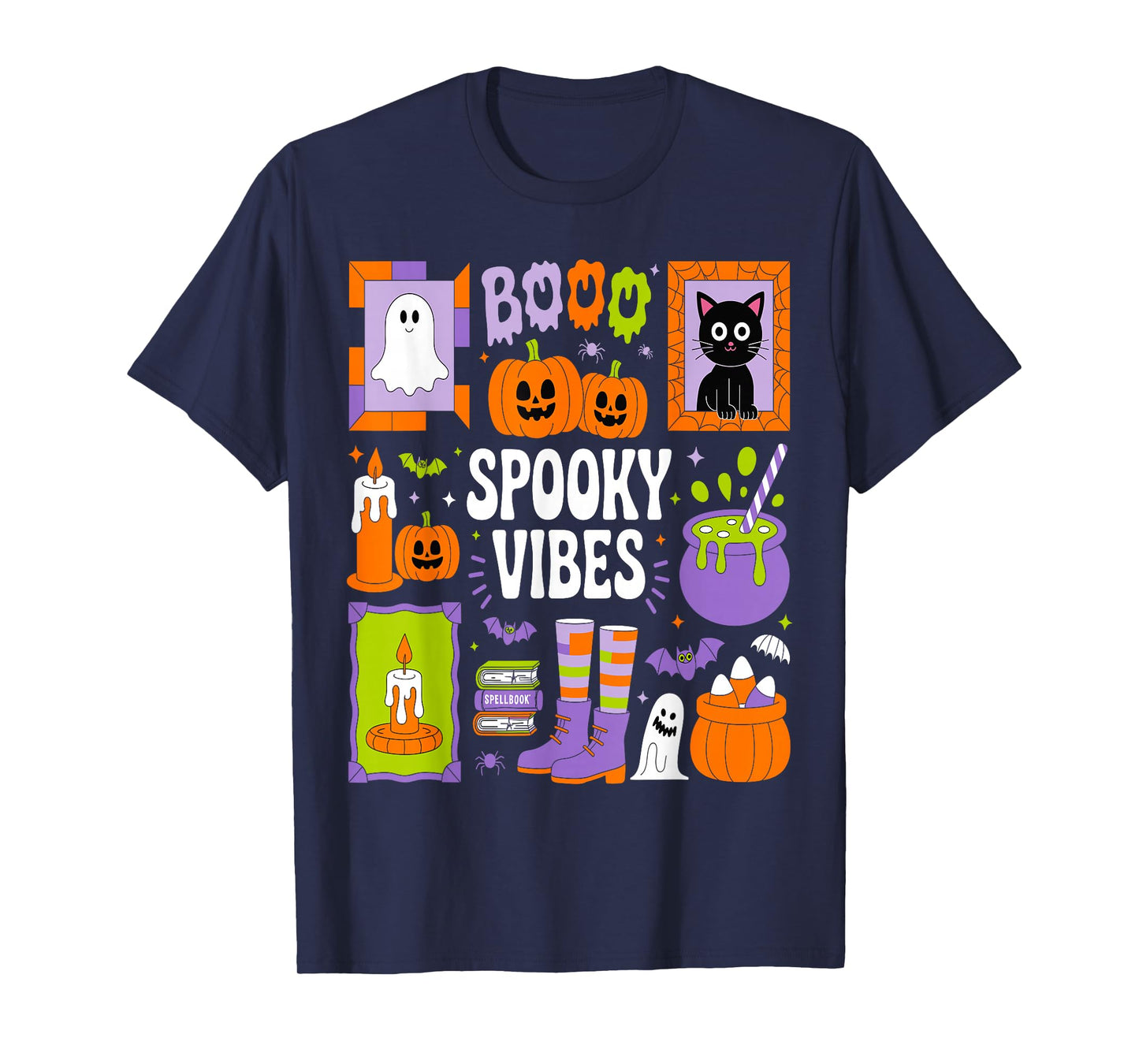 Spooky Vibes Halloween Coquette Jack O'Lantern Boo Crew T-Shirt