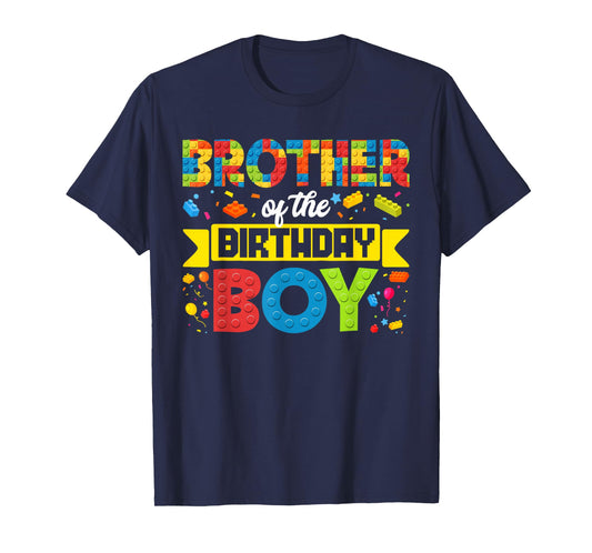 Brother Of The Birthday Boy Master Builder Building Blocks T-Shirt